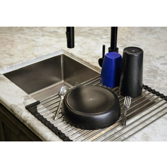 Auto Drive Roll-Up Dish Dry Rack Black 17” Camper Van RV Travel Kitchen Portable - Picture 5 of 6